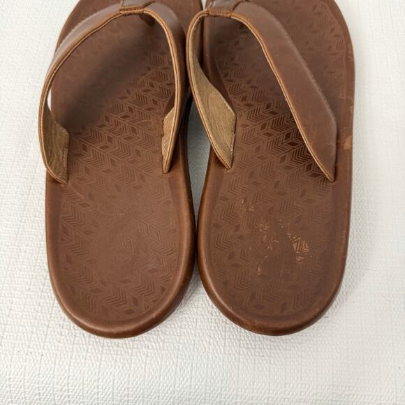 OluKai Sandals Mens Size 12 Ilikai Flip Flop Toffee Brown Leather Slip On Beach main image 5